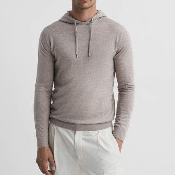 Reiss Holland Merino Wool Drawstring Hoodie - Picture 1 of 11
